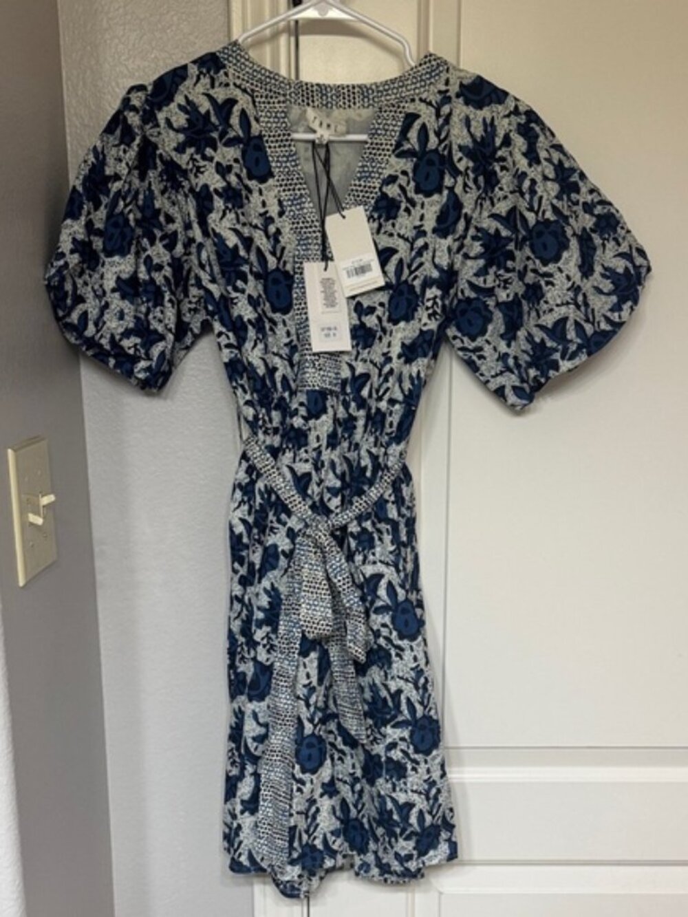 THML Navy and White Patterned Midi Dress